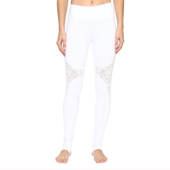 alo yoga // white laser-cut stirrup leggings - Picture 5 of 6